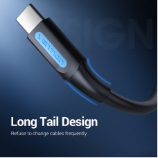 Кабель USB-Type-C Vention PVC nickel-plated 3A 480Mbps 1.5m Black (COKBG)