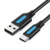 Кабель USB-Type-C Vention PVC PD 60W nickel-plated 3A 480Mbps 1m Black (COKBF)