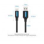 Кабель USB-Type-C Vention PVC PD 60W nickel-plated 3A 480Mbps 2m Black (COKBH)