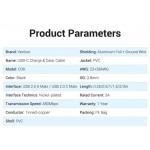 Кабель USB-Type-C Vention PVC PD 60W nickel-plated 3A 480Mbps 2m Black (COKBH)