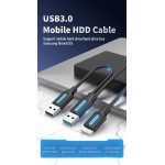 Кабель 2in1 USB-MicroUSB-B 3.0 Vention M/2xM PVC Round nickel-plated 3A 5Gbps 0.5m Black (CQPBD)