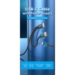 Кабель 2in1 USB-Type-C 2.0 Vention M/2xM PVC Round nickel-plated 3A 480Mbps 1m Black (CQKBF)