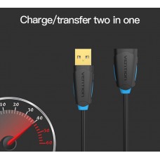 Удлинитель USB-USB 2.0 Vention F/M PVC Round gold-plated 480Mbps 5m Black (CBCBJ)