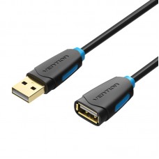 Удлинитель USB-USB 2.0 Vention F/M PVC Round gold-plated 480Mbps 5m Black (CBCBJ)