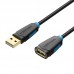 Удлинитель USB-USB 2.0 Vention F/M PVC Round gold-plated 480Mbps 5m Black (CBCBJ)