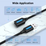 Удлинитель USB-USB 2.0 Vention F/M PVC Round nickel-plated 480Mbps 5m Black (CBIBJ)