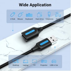 Удлинитель USB-USB 2.0 Vention F/M PVC Round nickel-plated 480Mbps 5m Black (CBIBJ)