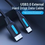 Кабель Type-C-MicroUSB-B 3.0 Vention M/M PVC Round nickel-plated 2A 5Gbps 1m Black (CQABF)