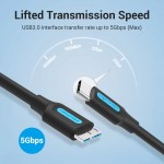 Кабель Type-C-MicroUSB-B 3.0 Vention M/M PVC Round nickel-plated 2A 5Gbps 1m Black (CQABF)