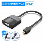 Адаптер MicroHDMI-VGA v.1.4 Vention 1080P 60Hz 0.15m 3.5 audio microusb power Black (AGBBB)