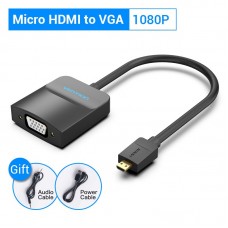Адаптер MicroHDMI-VGA v.1.4 Vention 1080P 60Hz 0.15m 3.5 audio microusb power Black (AGBBB)