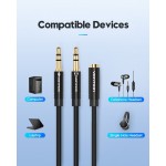 Кабель Audio 3.5мм-3.5мм Vention 2xM/F TPE Jacket 0.6m Black (BBUBAB)
