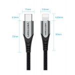 Кабель Type-C-Lightning Vention TPE Nylon Mfi C94 PD 18W 3A 480Mbps 1.5m Grey (TACHG)