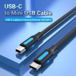 Кабель Type-C-MiniUSB Vention TPE Round 2A 480Mbps 1m Black (COWBF)