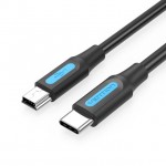 Кабель Type-C-MiniUSB Vention TPE Round 2A 480Mbps 1m Black (COWBF)