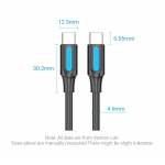 Кабель Type-C-Type-C Vention TPE Round PD 100W 5A 480Mbps 2m Black (COTBH)