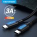 Кабель Type-C-Type-C Vention TPE Round PD 60W 3A 480Mbps 1.5m Black (COSBG)