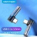 Адаптер Audio Type-C-3.5мм Vention Aluminum Alloy 90° Right M/F nickel-plated Black (BGWH0)