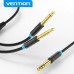 Кабель Audio 6.35мм-6.35мм Vention TRS M/2xM gold-plated 1m Black (BATBF)