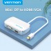 Адаптер 2 In 1 MiniDisplayPort-HDMI-VGA Vention M/2xF 4k 30Hz gold-plated 0.15m White (HBBWB)