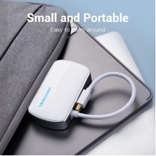 Адаптер 2 In 1 MiniDisplayPort-HDMI-VGA Vention M/2xF 4k 30Hz gold-plated 0.15m White (HBBWB)