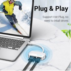 Адаптер 2 In 1 MiniDisplayPort-HDMI-VGA Vention M/2xF 4k 30Hz gold-plated 0.15m White (HBBWB)