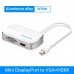 Адаптер 2 In 1 MiniDisplayPort-HDMI-VGA Vention M/2xF 4k 30Hz gold-plated 0.15m White (HBBWB)