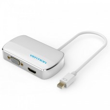 Адаптер 2 In 1 MiniDisplayPort-HDMI-VGA Vention M/2xF 4k 30Hz gold-plated 0.15m White (HBBWB)