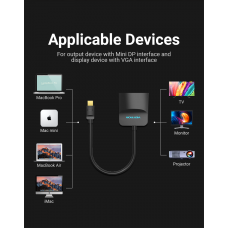 Адаптер MiniDisplayPort-VGA Vention 1080P 60Hz gold-plated 0.15m Black (HBDBB)