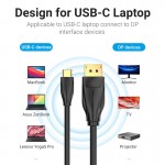 Кабель Type-C-DisplayPort v1.4 Vention PVC 8K 60Hz 4K 144Hz 2k 165Hz 1080P 240Hz 21.6Gbps gold-plated 2m Black (CGYBH)
