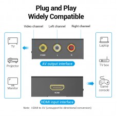 Конвертер HDMI-3RCA Vention 1080P 60Hz gold-plated Black (AEEB0)