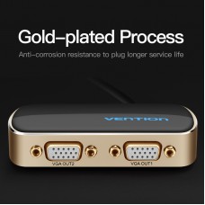 Сплиттер 2 In 1 Out VGA-VGA Vention PVC M/2xF 1080P 60Hz gold-plated 1m Black (DBABF)