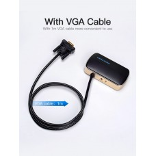 Сплиттер 2 In 1 Out VGA-VGA Vention PVC M/2xF 1080P 60Hz gold-plated 1m Black (DBABF)