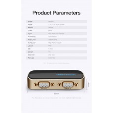 Сплиттер 2 In 1 Out VGA-VGA Vention PVC M/2xF 1080P 60Hz gold-plated 1m Black (DBABF)