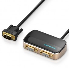 Сплиттер 2 In 1 Out VGA-VGA Vention PVC M/2xF 1080P 60Hz gold-plated 1m Black (DBABF)