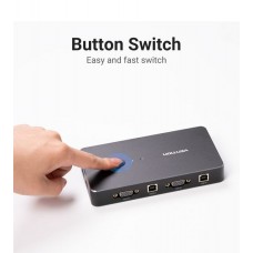 Сплиттер KVM 2 in 1 Out VGA-VGA Vention 1080P 60Hz 2USB gold-plated Black (DBEB0)