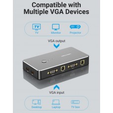 Сплиттер KVM 2 in 1 Out VGA-VGA Vention 1080P 60Hz 2USB gold-plated Black (DBEB0)