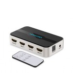 Сплиттер Video 3 In 1 HDMI-HDMI v.1.4 Vention F/3xF 4k 30Hz Upgrade (3.5мм+Toslink) gold-plated Black