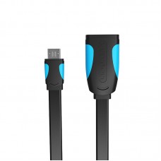 Адаптер USB-MicroUSB OTG 2.0 Vention PVC Flat 2A 480Mbps nickel-plated 0.10m Black (VAS-A09-B010)