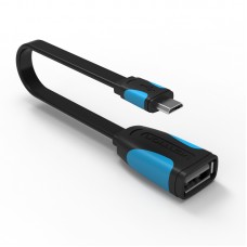 Адаптер USB-MicroUSB OTG 2.0 Vention PVC Flat 2A 480Mbps nickel-plated 0.10m Black (VAS-A09-B010)