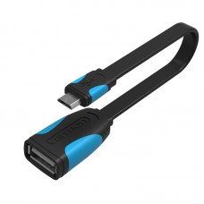 Адаптер USB-MicroUSB OTG 2.0 Vention PVC Flat 2A 480Mbps nickel-plated 0.10m Black (VAS-A09-B010)