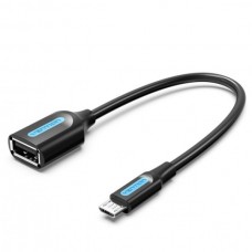 Адаптер USB-MicroUSB OTG 2.0 Vention PVC Round 2A 480Mbps nickel-plated 0.15m Black (CCUBB)