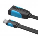 Адаптер USB-MiniUSB 5pin OTG 2.0 Vention PVC Flat 2A 480Mbps nickel-plated 0.25m Black (VAS-A19-025)