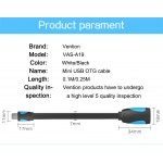 Адаптер USB-MiniUSB 5pin OTG 2.0 Vention PVC Flat 2A 480Mbps nickel-plated 0.25m Black (VAS-A19-025)