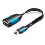 Адаптер USB-MiniUSB 5pin OTG 2.0 Vention PVC Flat 2A 480Mbps nickel-plated 0.25m Black (VAS-A19-025)