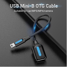Адаптер USB-MiniUSB 5pin OTG 2.0 Vention PVC Round 2A 480Mbps nickel-plated 0.15m Black (CCTBB)