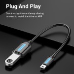 Адаптер USB-MiniUSB 5pin OTG 2.0 Vention PVC Round 2A 480Mbps nickel-plated 0.15m Black (CCTBB)