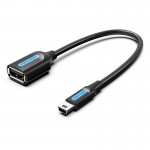 Адаптер USB-MiniUSB 5pin OTG 2.0 Vention PVC Round 2A 480Mbps nickel-plated 0.15m Black (CCTBB)