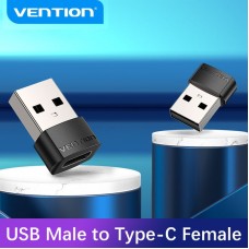 Адаптер USB-Type-C 2.0 Vention M/F PVC 3A 480Mbps nickel-plated Black (CDWB0)