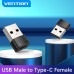 Адаптер USB-Type-C 2.0 Vention M/F PVC 3A 480Mbps nickel-plated Black (CDWB0)